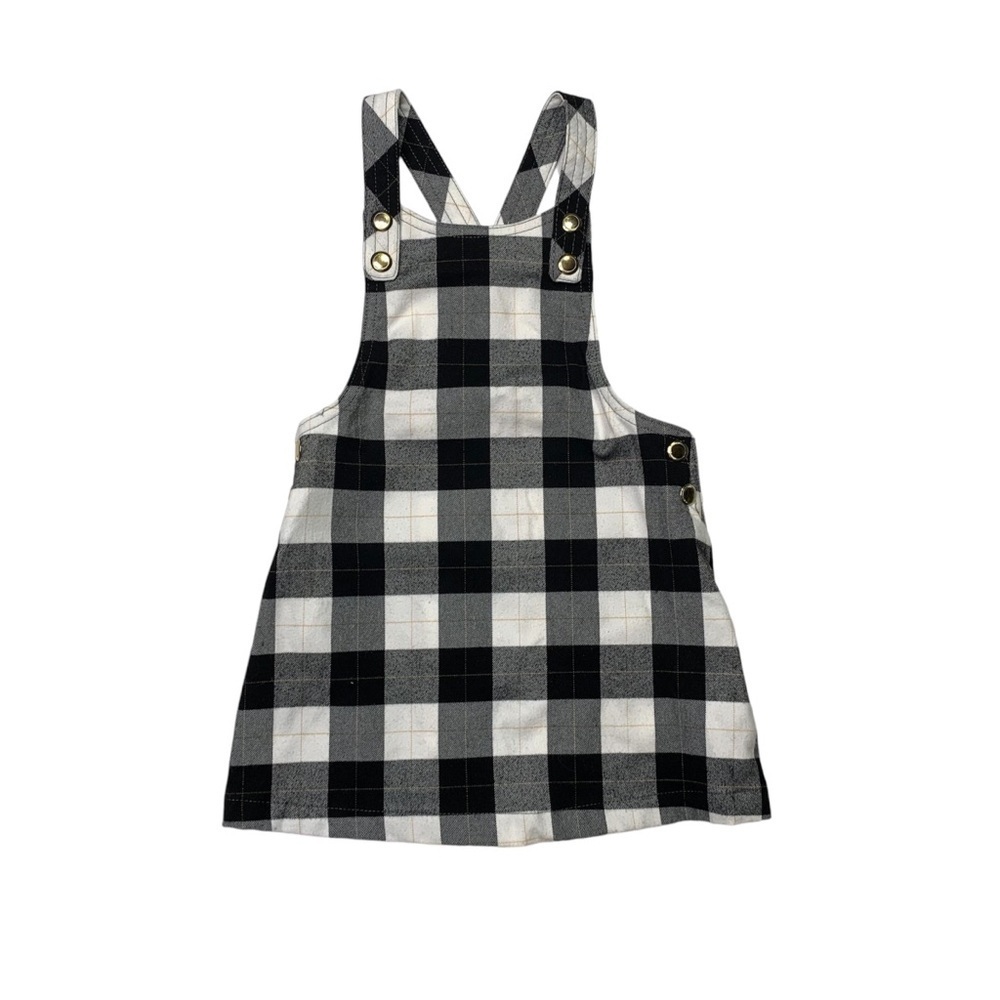 Max Studio‎ little girls 3 Y Black and White checkered overall Dress